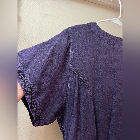 Magic Purple Rayon Dress Embroidered Free Size Maxi Dress Tie Up Back - Picture 7 of 9